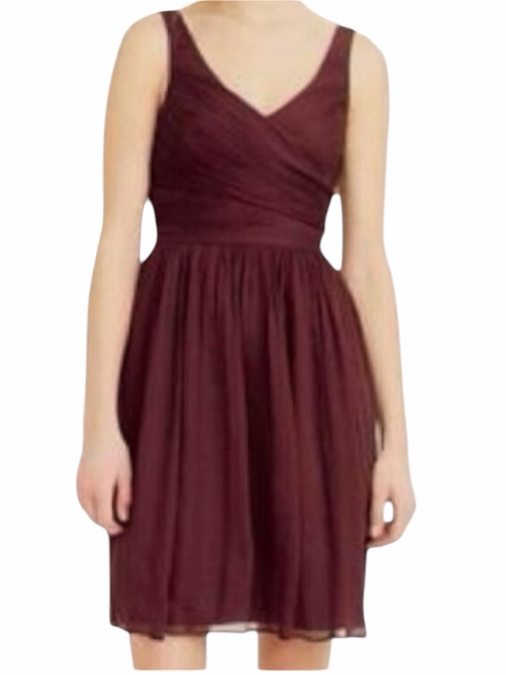 J. Crew Heidi Silk Chiffon Midi Cocktail Dress in Burgundy Wine Women’s Size 2